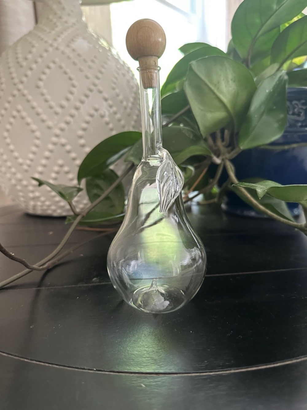 Vintage Hand Blown Pear Glass Oil/Vinegar Bottle